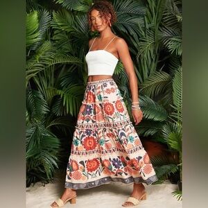 Boho Multicolor Stretchy High Waist Maxi
Skirt size small